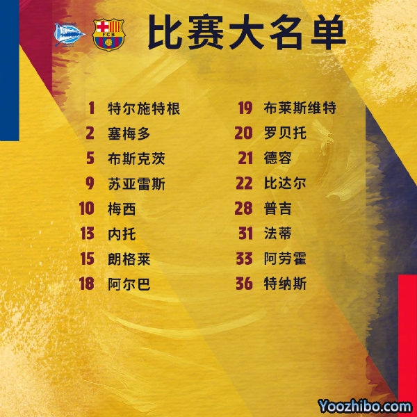 <a href=/halkan/zuqiuzhibo/barcelona/ target=_blank class=infotextkey>巴萨</a>收官战vs阿拉维斯大名单