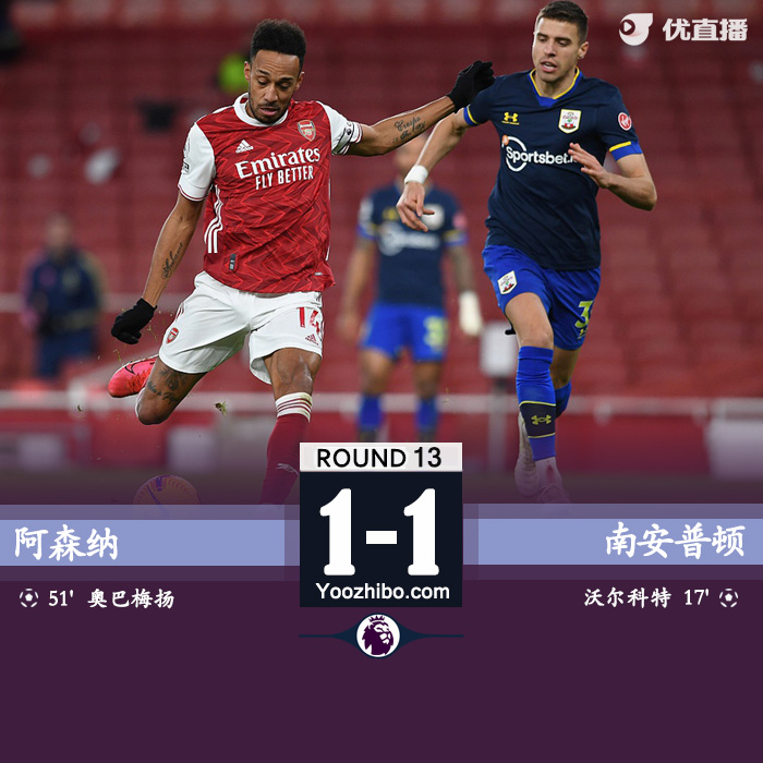 <a href=/halkan/zuqiuzhibo/arsenal/ target=_blank class=infotextkey>阿森纳</a>1-1南安普顿